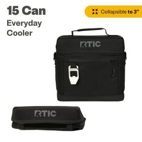 15 Can Everyday Soft Cooler, 16 qt Collapsible with Bottle Opener, Black