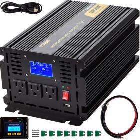 VEVOR Power Inverter, 2000W Modified Sine Wave Inverter, DC 12V to AC 120V Car Converter, with LCD Display, Remote Controller, LED Indicator