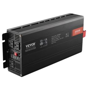 VEVOR Modified Sine Wave Inverter, 3000Watt, DC 12V to AC 120V LCD Display Power Inverter with 3 AC Outlets 2 USB Port 1 Type-C Port 10 Spare Fus