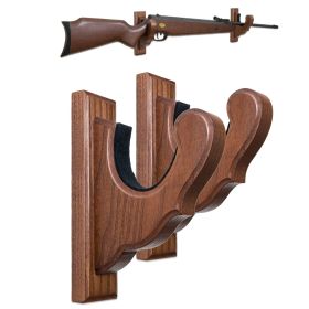 Gun Rack Wall Mount Hold Up Displays Horizontal Gun Rack and Shotgun Hooks Store Rifle Shotgun Bow Real Hardwood Hanger Brown Beige