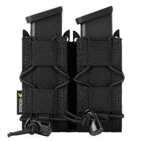 9mm Molle Mag Pouch Open-Top Pistol Mag Pouch Adjustable Mag Pouch Compatible With Various MOLLE Tactical Belts (Color: black, size: Double)