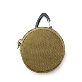 Zipper Sports Outdoor Tactical Headphone Bag Hanging Bag Key Bag Round Mini Coin Purse (Color: yellow-brown)